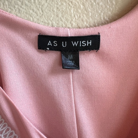 As U Wish Pink Dress with White Embroidery - Picture 3 of 3